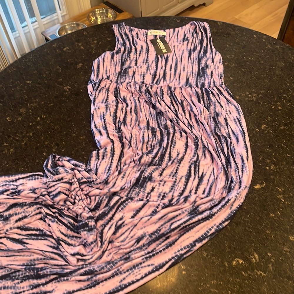 Lavender and navy blue maxi dress, NWT
